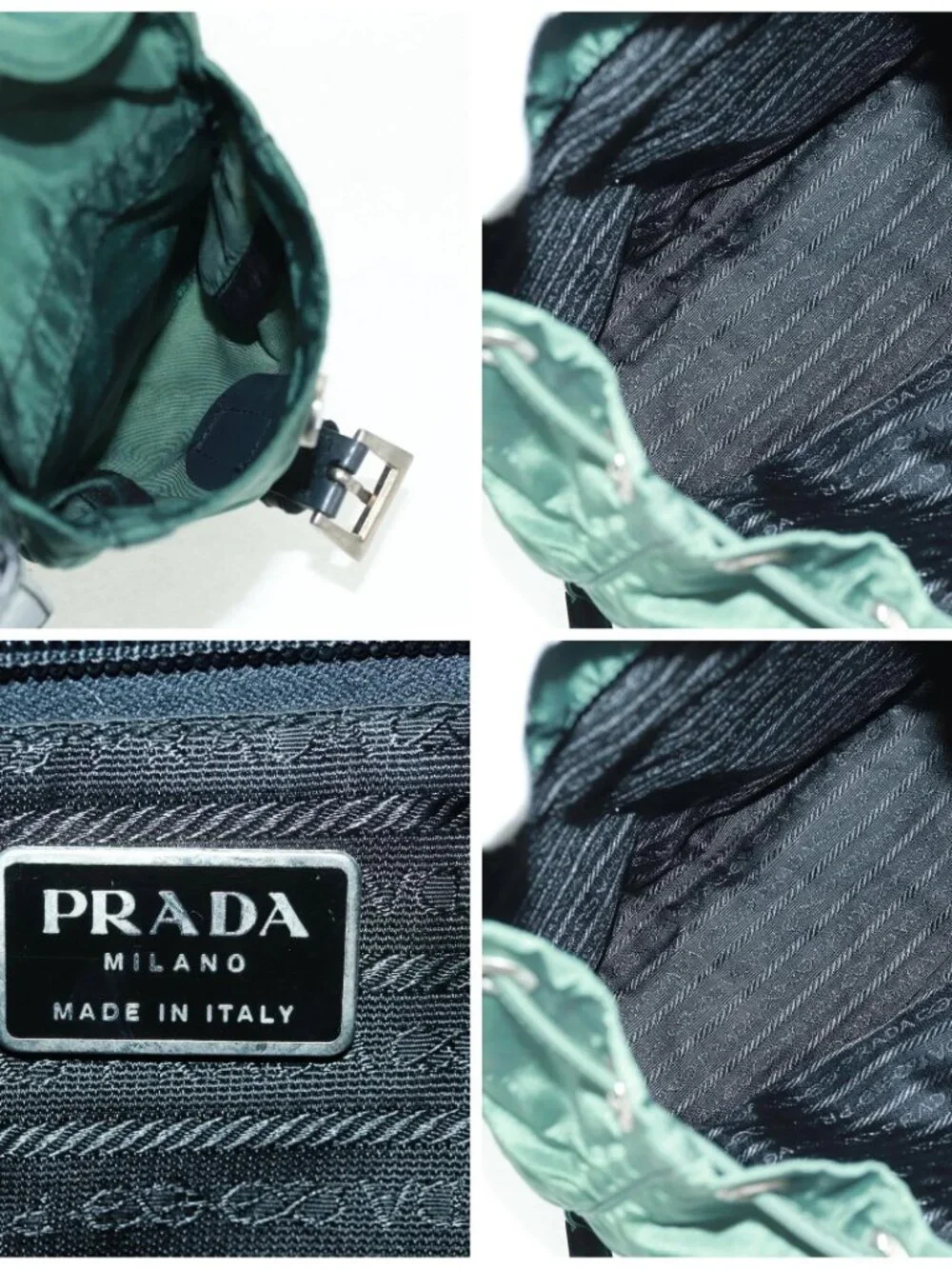 PRADA Backpack Nylon Green Silver Auth 161515 - Picture 15 of 16
